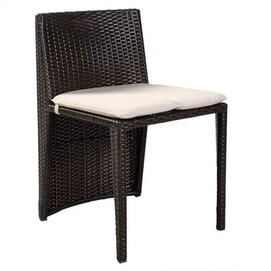 3 pcs Wicker Patio Cushioned Outdoor Chair and Table Set