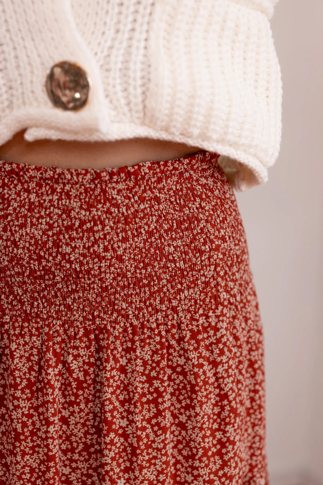 Enchanted Florals Rust Midi Skirt