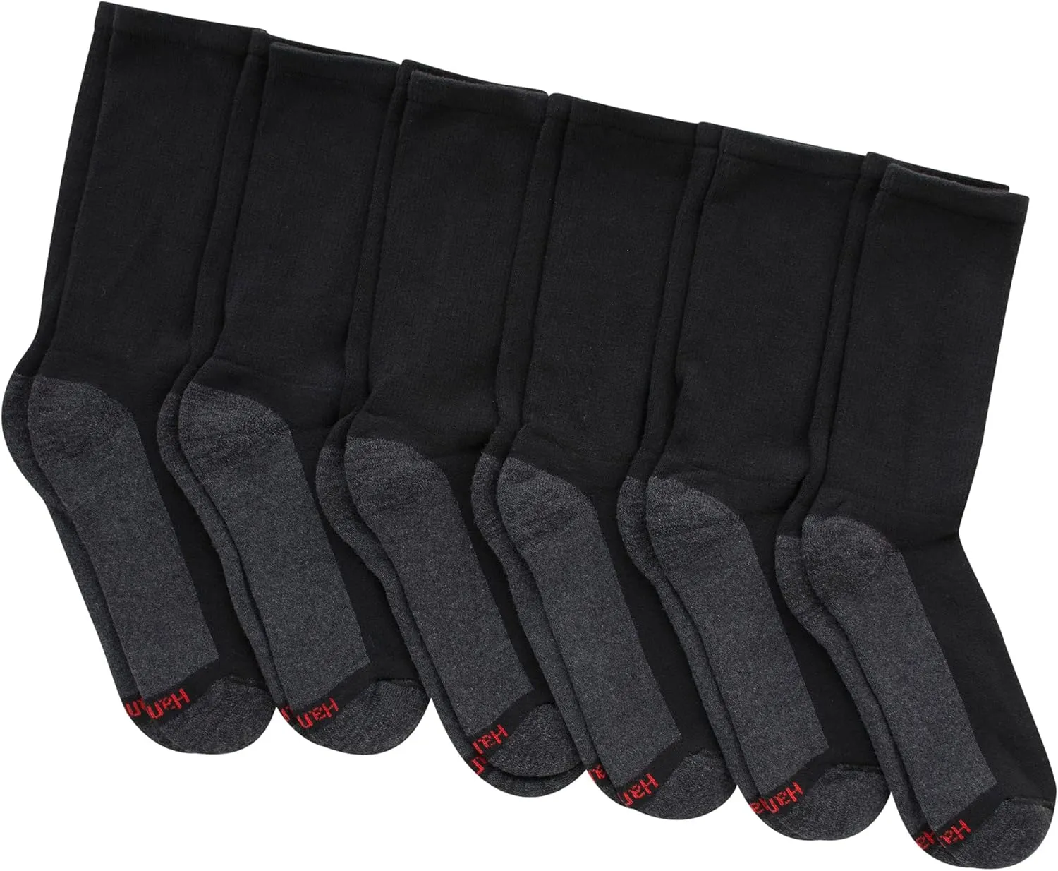 Hanes Men's Max Cushioned Crew Socks, Moisture-Wicking with Odor Control, Multipack