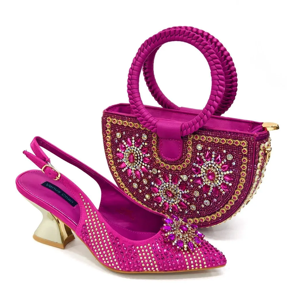 Italian Shoes and Bag Set 2024 – Rhinestone High Heels