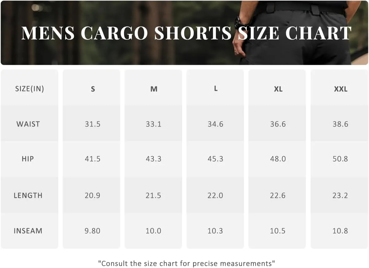 LYRXXX Men's Cargo Shorts for Hiking Outdoor Travel Lightweight Quick-Drying Waterproof Tactical Shorts with Multiple Pockets