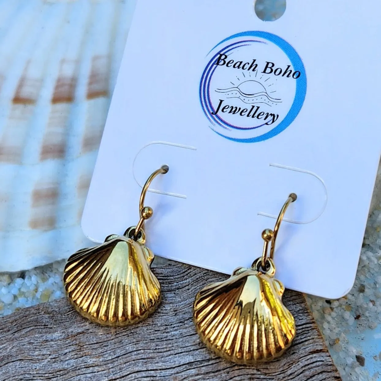 MERMAID SHELLS  18K GOLD  WATERPROOF EARRINGS