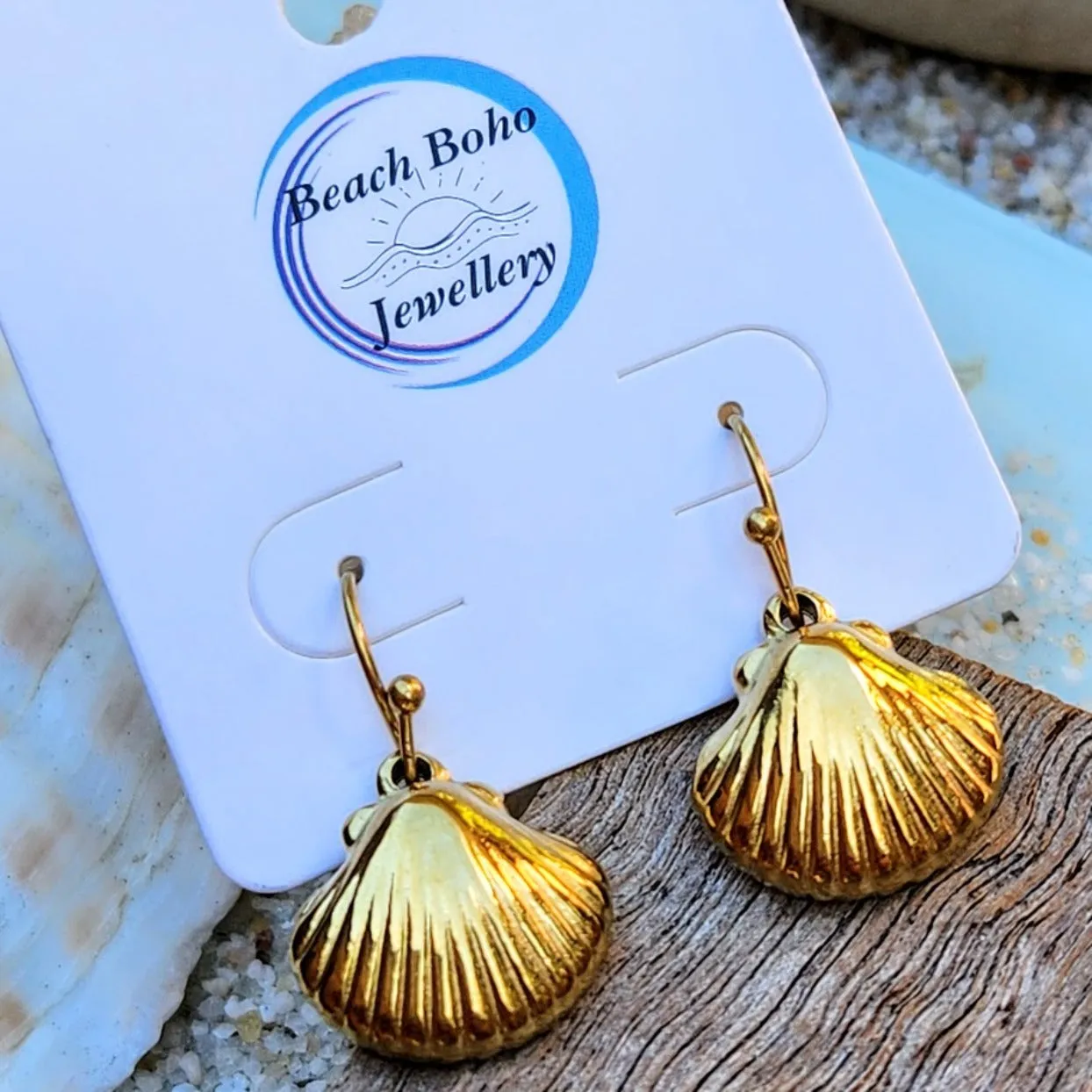 MERMAID SHELLS  18K GOLD  WATERPROOF EARRINGS