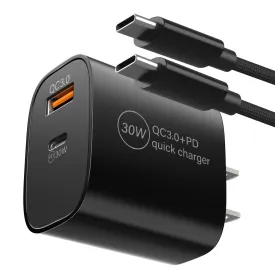 PD 30W Fast Charger Compatible with Meta Quest 3 3S VR Headset, Dual Port USB Wall Charger   Type C Power Cord for Oculus Quest 2 Headset Accessories, 6.6Ft C to C Charging Cable Black