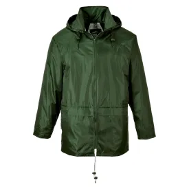 Portwest US440 Classic Waterproof Rain Jacket wth Pack Away Hood & Sealed Seams, Olive, 3 XL