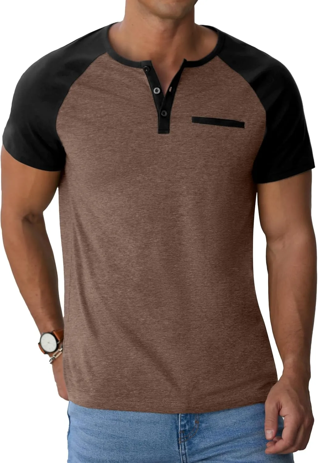 Sailwind Mens Cotton Henley Shirts Short Sleeve Casual T-Shirts Summer Button T Shirts with Pocket