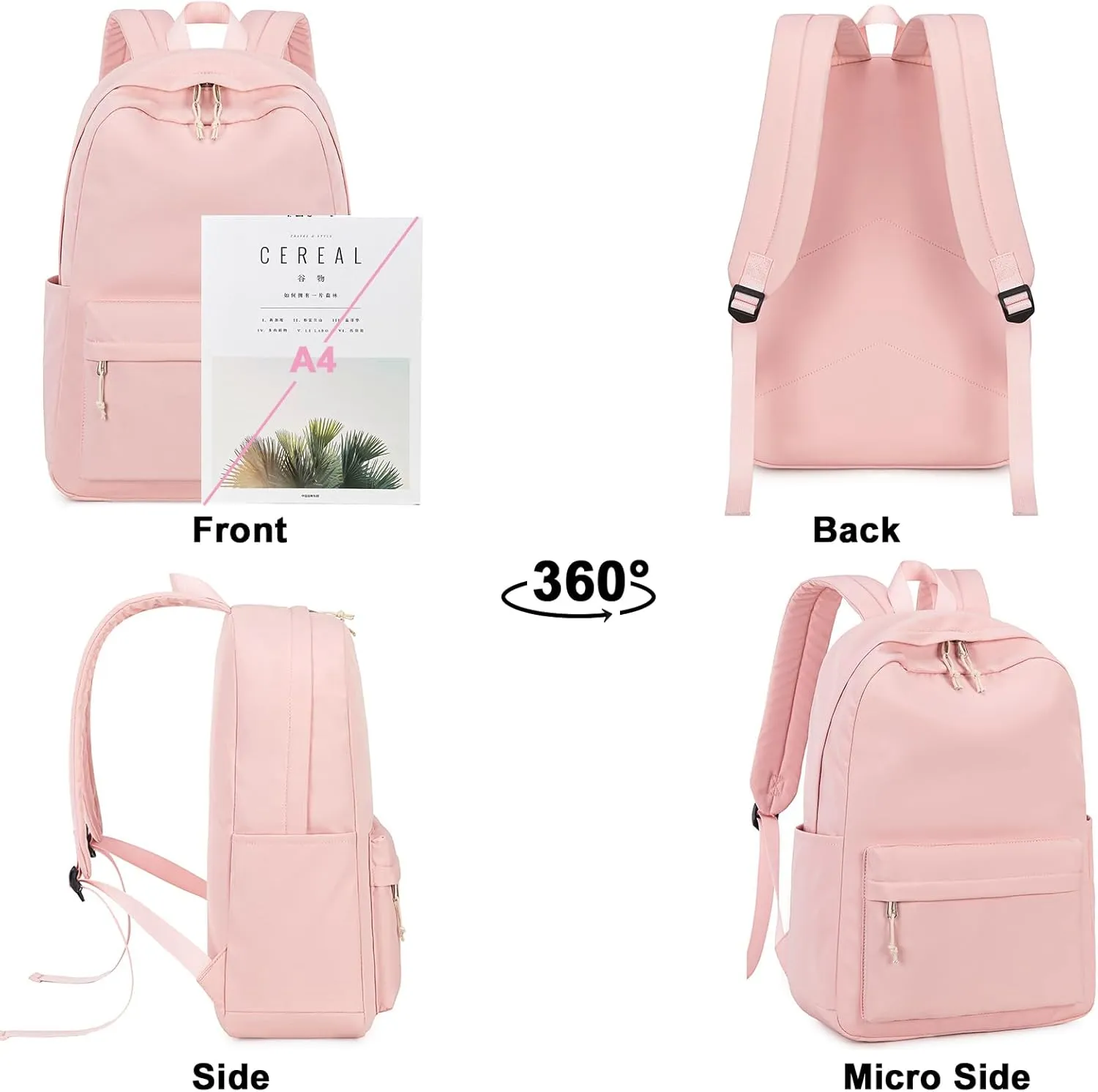 School Backpack for Teen Girls Women Laptop Backpack College Bookbags Middle School Travel Work Commuter Back Pack(Pink)