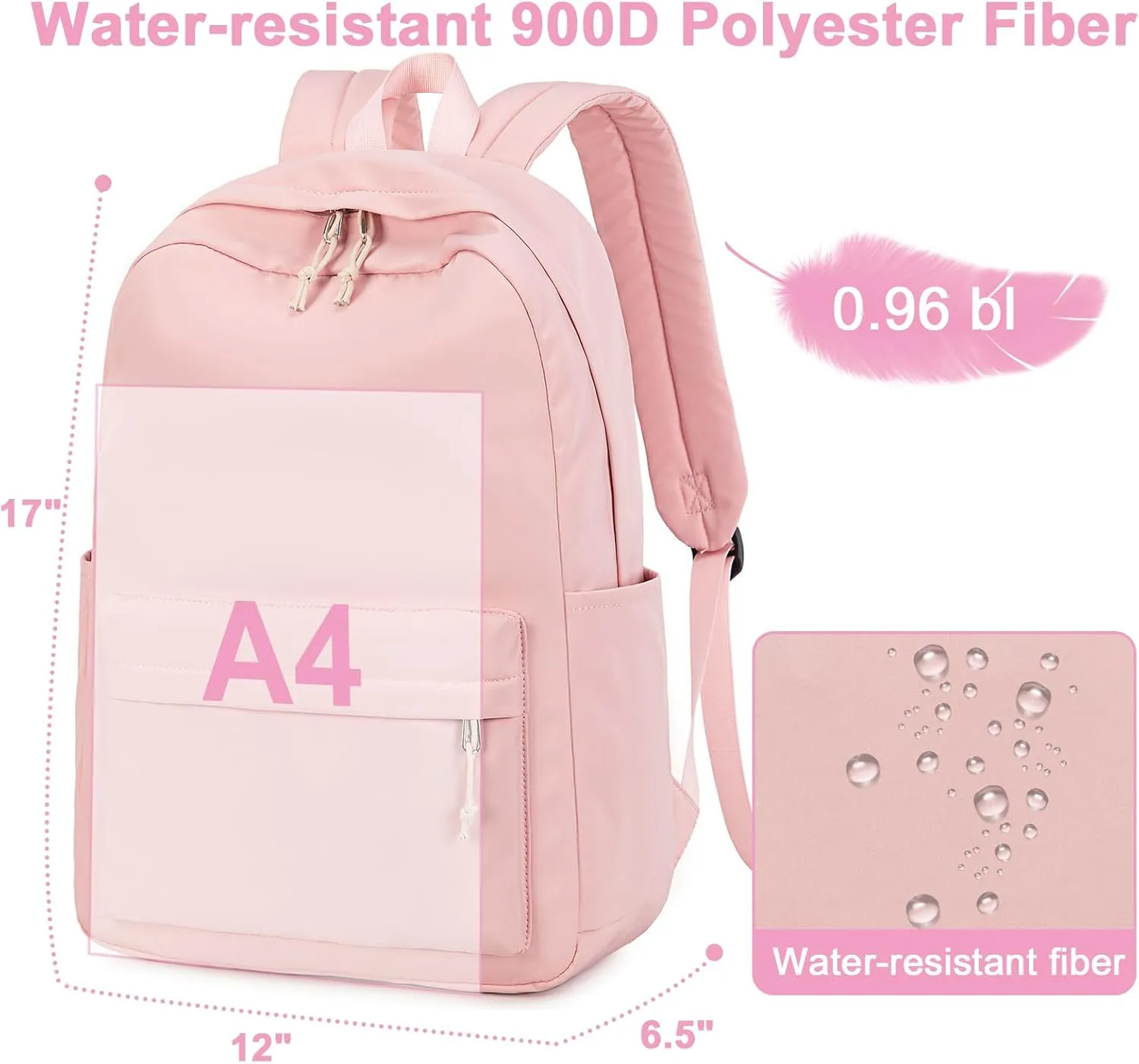 School Backpack for Teen Girls Women Laptop Backpack College Bookbags Middle School Travel Work Commuter Back Pack(Pink)