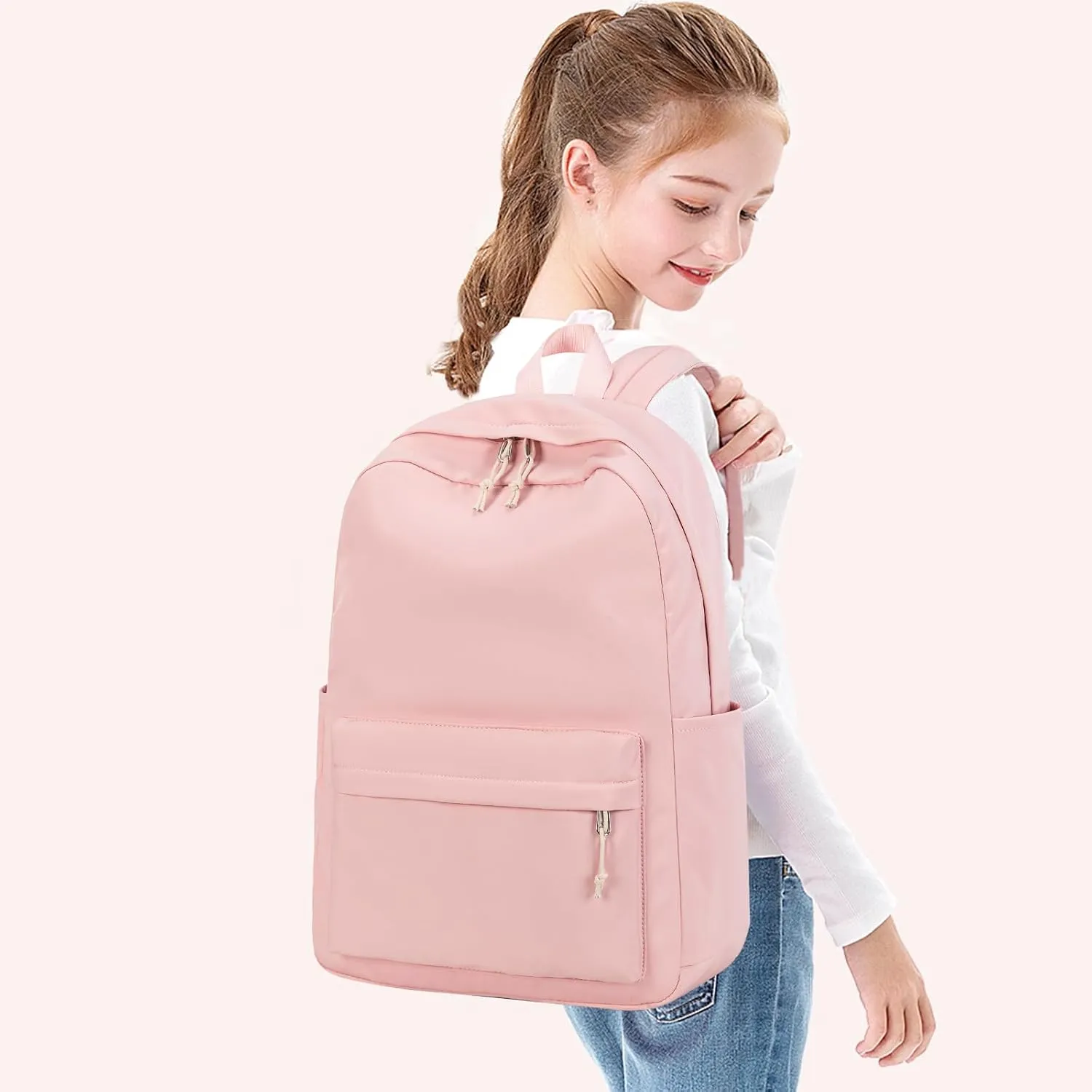 School Backpack for Teen Girls Women Laptop Backpack College Bookbags Middle School Travel Work Commuter Back Pack(Pink)