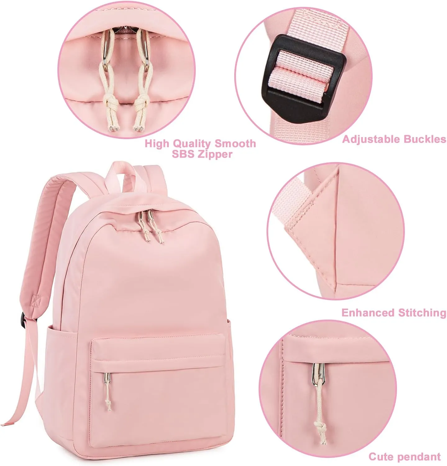 School Backpack for Teen Girls Women Laptop Backpack College Bookbags Middle School Travel Work Commuter Back Pack(Pink)