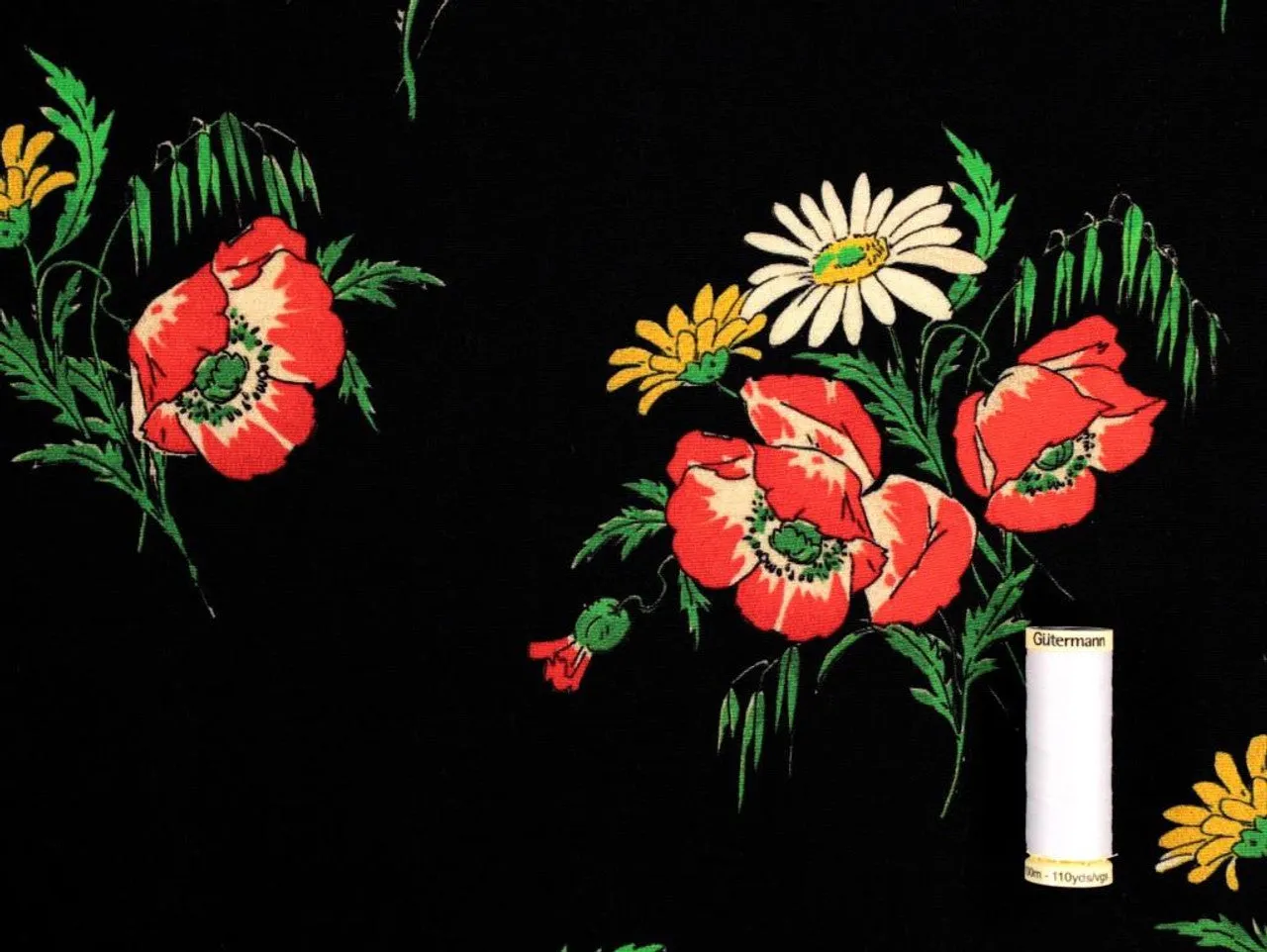 Viscose Crepe - Poppy Floral - Fabric Godmother